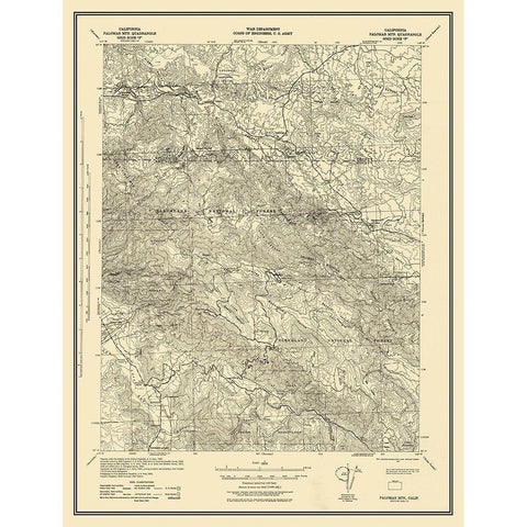 Mt Palomar California Quad - USGS 1942 White Modern Wood Framed Art Print by USGS