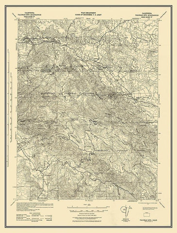 Mt Palomar California Quad - USGS 1942 White Modern Wood Framed Art Print with Double Matting by USGS