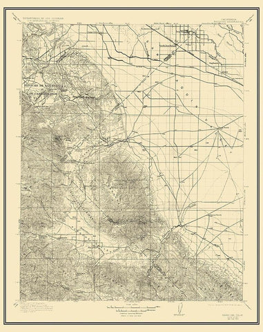 Panoche California Quad - USGS 1913 Black Ornate Wood Framed Art Print with Double Matting by USGS