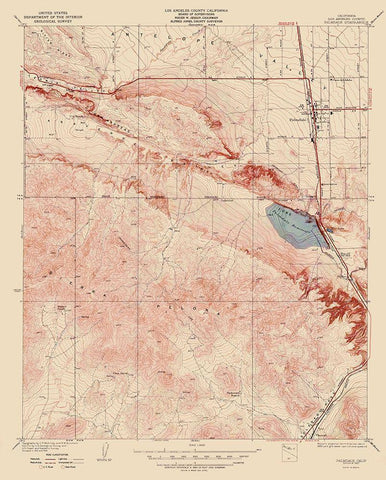 Palmdale California Quad - USGS 1937 White Modern Wood Framed Art Print with Double Matting by USGS