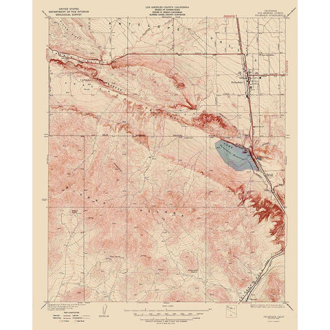 Palmdale California Quad - USGS 1937 Black Modern Wood Framed Art Print with Double Matting by USGS