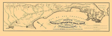 Pacific and Atlantic Railroad - Britton 1851 Black Ornate Wood Framed Art Print with Double Matting by Britton