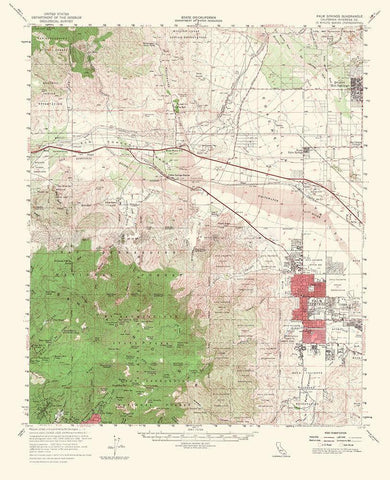 Palm Springs California Quad - USGS 1956 Black Ornate Wood Framed Art Print with Double Matting by USGS