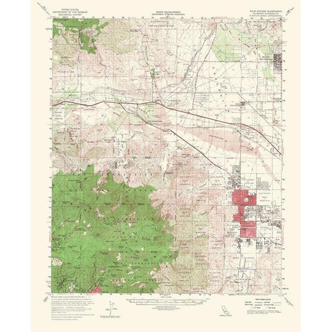 Palm Springs California Quad - USGS 1956 White Modern Wood Framed Art Print by USGS