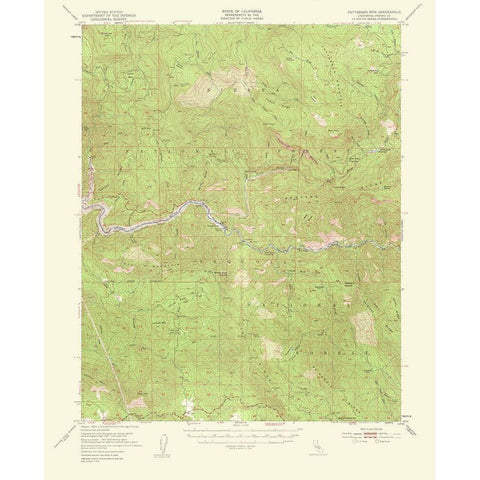 Mt Patterson California Quad - USGS 1956 Black Modern Wood Framed Art Print with Double Matting by USGS