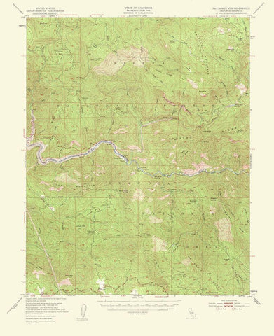 Mt Patterson California Quad - USGS 1956 White Modern Wood Framed Art Print with Double Matting by USGS