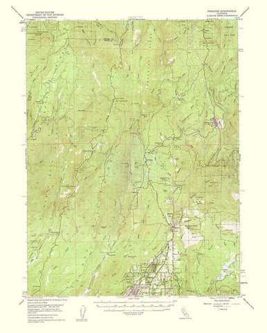 Paradise California Quad - USGS 1961 White Modern Wood Framed Art Print with Double Matting by USGS