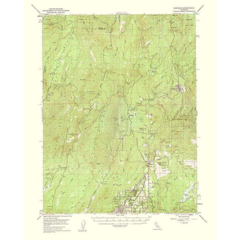 Paradise California Quad - USGS 1961 White Modern Wood Framed Art Print by USGS