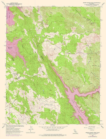 Penon Blanco Peak California Quad - USGS 1962 White Modern Wood Framed Art Print with Double Matting by USGS