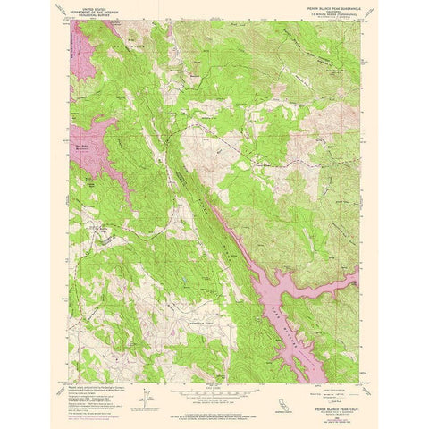 Penon Blanco Peak California Quad - USGS 1962 Gold Ornate Wood Framed Art Print with Double Matting by USGS