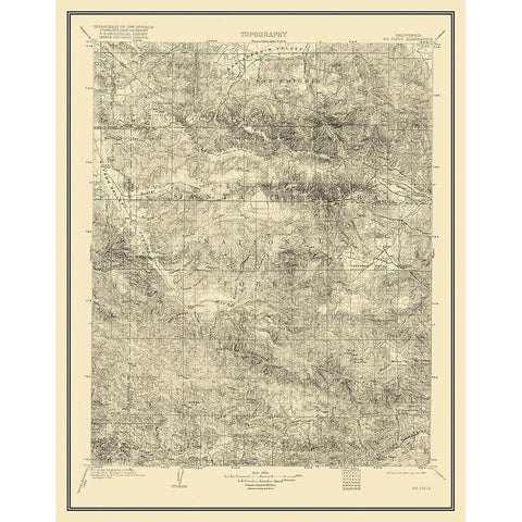 Mt Pinos California Quad - USGS 1903 Black Modern Wood Framed Art Print with Double Matting by USGS