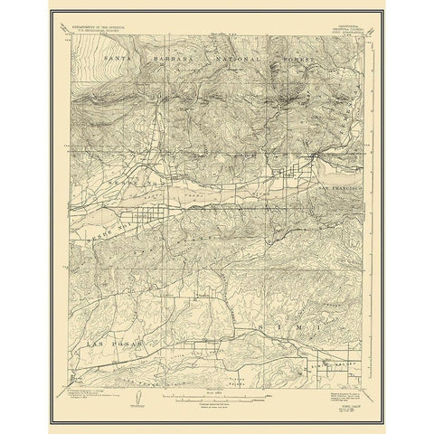 Piru California Quad - USGS 1921 Black Modern Wood Framed Art Print with Double Matting by USGS