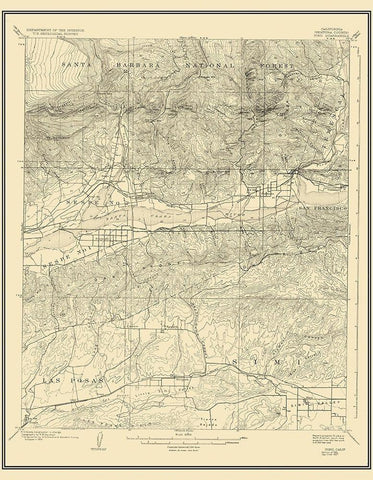 Piru California Quad - USGS 1921 White Modern Wood Framed Art Print with Double Matting by USGS