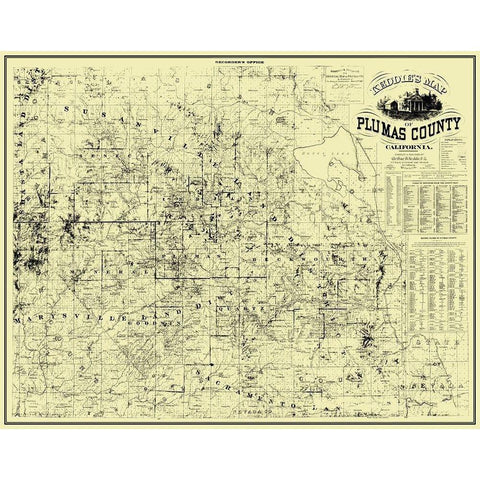 Plumas California Landowner - Keddie 1892 White Modern Wood Framed Art Print by Keddie