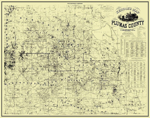 Plumas California Landowner - Keddie 1892 White Modern Wood Framed Art Print with Double Matting by Keddie