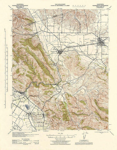 Pleasanton California Quad - USGS 1943 Black Ornate Wood Framed Art Print with Double Matting by USGS