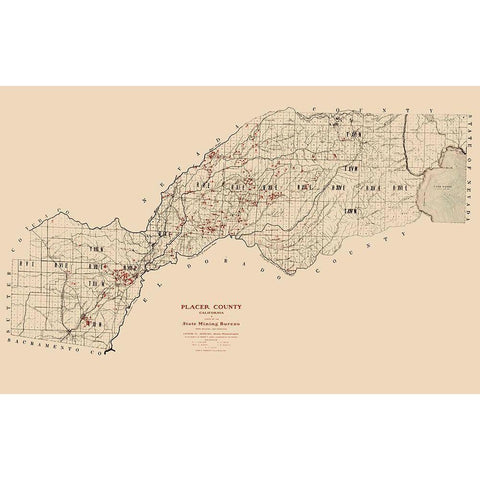 Placer County California Mining - Gage 1902  Black Modern Wood Framed Art Print with Double Matting by Gage