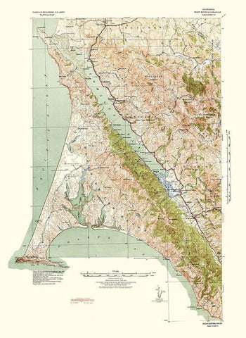 Point Reyes California Quad - USGS 1940 Black Ornate Wood Framed Art Print with Double Matting by USGS