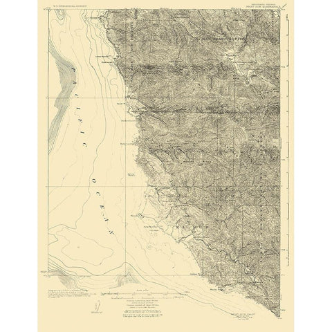 Point Sur California Quad - USGS 1925 Black Modern Wood Framed Art Print with Double Matting by USGS