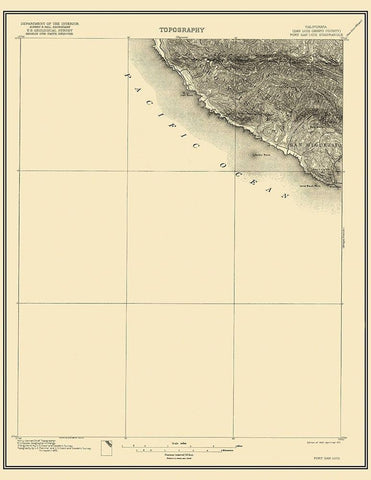 Port San Luis California Quad - USGS 1897 Black Ornate Wood Framed Art Print with Double Matting by USGS