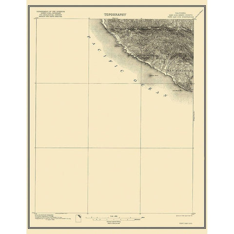 Port San Luis California Quad - USGS 1897 White Modern Wood Framed Art Print by USGS