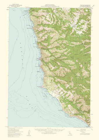 Point Sur California Quad - USGS 1956 Black Ornate Wood Framed Art Print with Double Matting by USGS