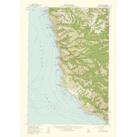 Point Sur California Quad - USGS 1956 Black Modern Wood Framed Art Print with Double Matting by USGS