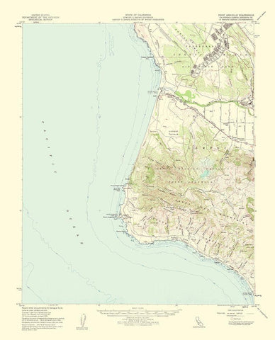 Point Arguello California Quad - USGS 1956 Black Ornate Wood Framed Art Print with Double Matting by USGS