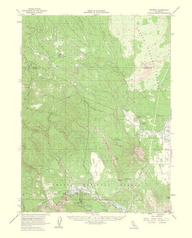 Pondosa California Quad - USGS 1956 Black Ornate Wood Framed Art Print with Double Matting by USGS