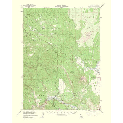 Pondosa California Quad - USGS 1956 White Modern Wood Framed Art Print by USGS