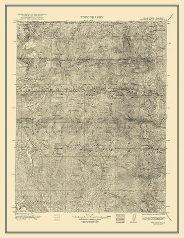 Preston Peak California Quad - USGS 1922 Black Ornate Wood Framed Art Print with Double Matting by USGS