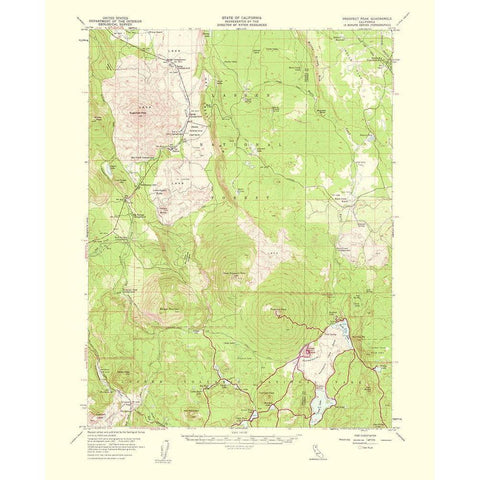 Prospect Peak California Quad - USGS 1956 Gold Ornate Wood Framed Art Print with Double Matting by USGS