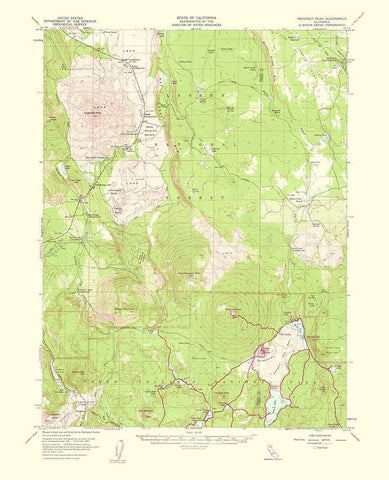 Prospect Peak California Quad - USGS 1956 Black Ornate Wood Framed Art Print with Double Matting by USGS