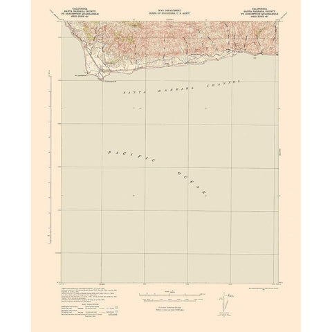 Point Conception California Quad - USGS 1956 Gold Ornate Wood Framed Art Print with Double Matting by USGS