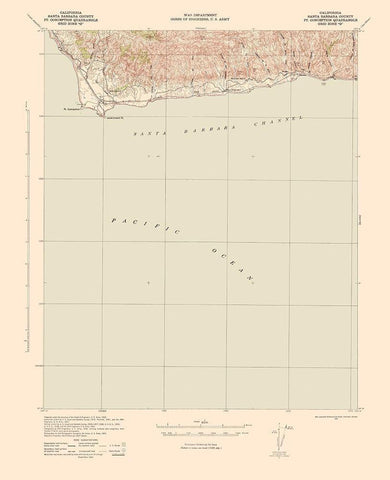 Point Conception California Quad - USGS 1956 White Modern Wood Framed Art Print with Double Matting by USGS