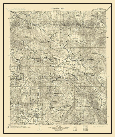 Ramona California Quad - USGS 1903 White Modern Wood Framed Art Print with Double Matting by USGS