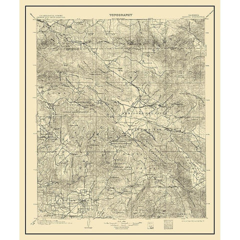 Ramona California Quad - USGS 1903 Black Modern Wood Framed Art Print with Double Matting by USGS