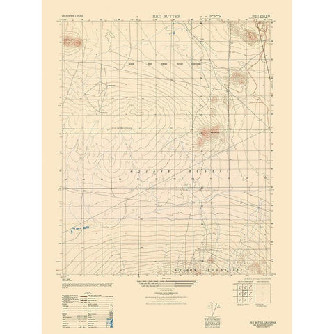 Red Buttes Sheet - US Army 1947 Gold Ornate Wood Framed Art Print with Double Matting by US Army
