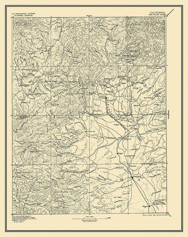 Red Bluff California Sheet - USGS 1894 Black Ornate Wood Framed Art Print with Double Matting by USGS