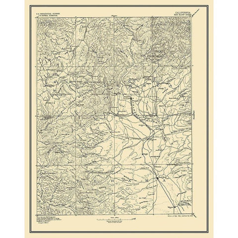 Red Bluff California Sheet - USGS 1894 Gold Ornate Wood Framed Art Print with Double Matting by USGS