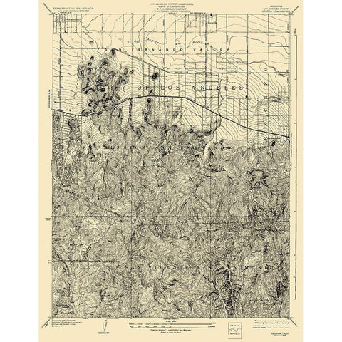 Reseda California Quad - USGS 1928 Black Modern Wood Framed Art Print with Double Matting by USGS