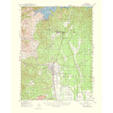 Redding California Quad - USGS 1956 Gold Ornate Wood Framed Art Print with Double Matting by USGS