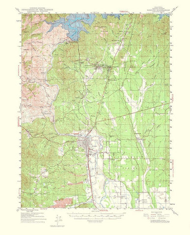 Redding California Quad - USGS 1956 Black Ornate Wood Framed Art Print with Double Matting by USGS