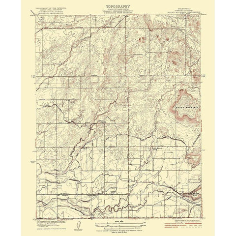 Mt Round California Quad - USGS 1922 Black Modern Wood Framed Art Print with Double Matting by USGS