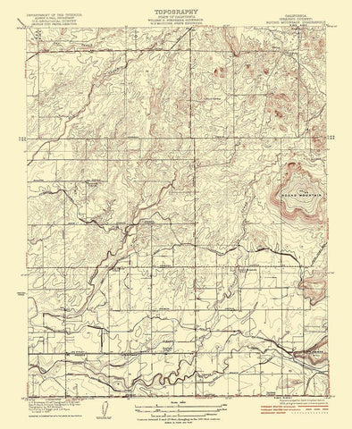 Mt Round California Quad - USGS 1922 Black Ornate Wood Framed Art Print with Double Matting by USGS