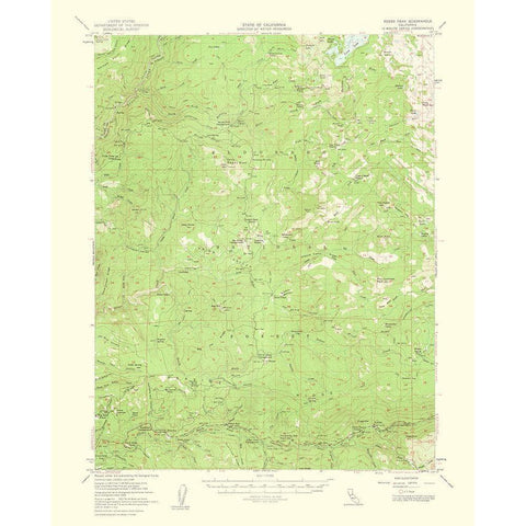 Robbs Peak California Quad - USGS 1956 Gold Ornate Wood Framed Art Print with Double Matting by USGS