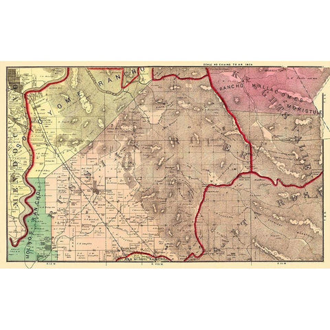 Russian River California Landowner - Thompson 1876 Gold Ornate Wood Framed Art Print with Double Matting by Thompson