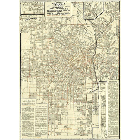 Los Angeles Street Railway Guide - 1908 Black Modern Wood Framed Art Print by Unknown