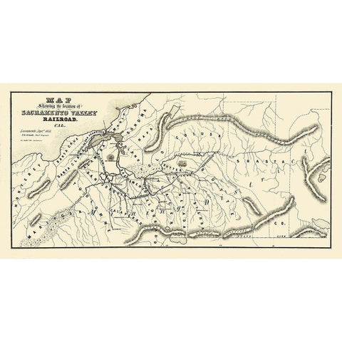 Sacramento Valley Railroad Gold Ornate Wood Framed Art Print with Double Matting by Unknown