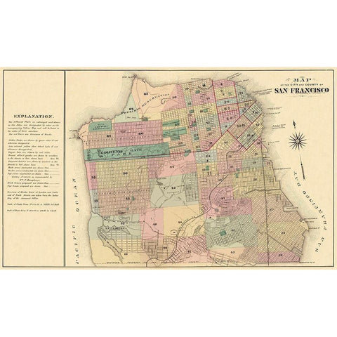 San Francisco California - Humpfreys 1876 White Modern Wood Framed Art Print by Humpfreys